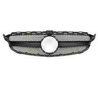Parrilla delantera coche Para Benz Para Clase C W205 2014-2018 Para C200 C250 AMG Estilo Parrilla Superior Racing Grill Coche Plateado Parachoques Delantero Capó Rejillas(Negro)