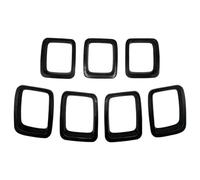 Parrilla Delantera Coche Rejilla 7 Piezas Insertos Rejilla Fibra Carbono Para Coche, Embellecedores Marco Para Parrilla Delantera Para Jeep Para Compass MP 2017-2020(Negro)