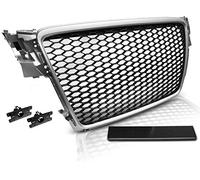 Parrilla delantera compatible con Audi A4 B8 2008 2009 2010 2011 Saloon Avant Front Central Grill Sport GV-8 Honeycomb Mesh Grille Sport Silver