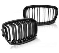Parrilla delantera compatible con BMW Serie 1 F20 F21 2011 2012 2013 2014 parrilla central delantera Sport GV-158 parrilla delantera de repuesto para riñón negro brillante doble barra deportiva
