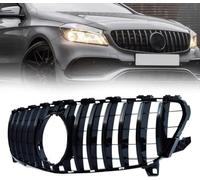 Parrilla Delantera de Coche para Benz A Class A180 A200 A250 W176 5-Door Hatchback 2016 2017 2018 Black Rejilla Central Parachoques Delantero Parachoques Superior Coche Parrilla