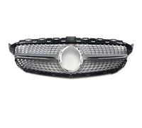 Parrilla Delantera Del Coche Rejilla Parachoques Delantero Racing Grill Estilo Diamante Para Para Benz Para C Para W205 Para C205 Para S205 Para C180 Para C200 Para C250(19-21 Chrome Silvery)