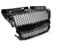 Parrilla delantera deportiva negra brillante compatible con Audi A3 8P 2008 2009 2010 2011 2012 RS-3105 parrilla delantera central delantera deportiva de malla de panal deportiva