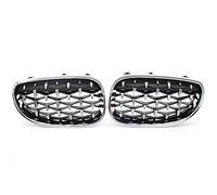 Parrilla Delantera Para E60 E61 5 Series Diamond Front Riñón Grille Meteor Style Grill Chrome Auto Accesorios Un Par Car Racing Grill Parachoques delantero parrilla(Full Silver)