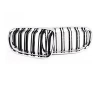 Parrilla Delantera Parrilla Riñón Fibra Carbono Con Doble Listón Y Cromado Plateado Brillante Para Serie 3 E90 E91 LCI 2009-2012 LCI Parrilla Frontal(Chrome Black)