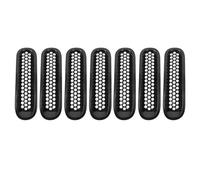 Parrilla Delantera Rejilla Delantera Con Insertos De Malla Para Jeep Para Wrangler JK 2 Puertas Unlimited 4 2007-2015 7 Unidades(Shiny black 7pcs)