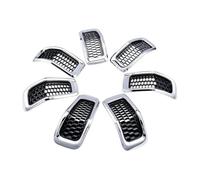 Parrilla Doble Línea 7 Piezas Insertos Rejilla Delantera Para Jeep Para Cherokee 2014 2015 2016 2017 2018 Color Negro Brillante Rejilla Aire Delantera(Chrome)