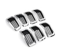 Parrilla Doble Línea Para Jeep Para Cherokee 2014 2015 2016 2017 2018 Parrilla Delantera Tipo PANAL RM-CAR Insertos Anillo Cubierta Embellecedora Rejilla Aire Delantera(La plata del cromo)