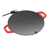 Parrilla eléctrica antiadherente con piedra Maifan para superficie para barbacoa coreana con 5 ajustes de calor, parrilla redonda grande para comidas familiares, color rojo 42,5 cm (A)