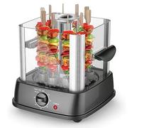 Parrilla eléctrica automática for barbacoa, máquina de pinchos sin humo for el hogar, pequeña parrilla interior giratoria, eléctrico portátil Fácil de limpiar