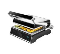 Cecotec Parrilla eléctrica Rock?nGrill Smart, 2000W de Potencia, Sistema de Ajuste de Tiempo y Temperatura, Apertura 180º,Placas extraíbles aptas para lavavajillas,Bandeja recogegrasas