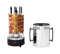 Parrilla eléctrica de 1000 W, asador vertical, parrilla eléctrica giratoria con bandeja de goteo de aceite y asas, para brochetas, shawarma, asador y mucho más al aire libre, picnics, 20 x 37,5 cm
