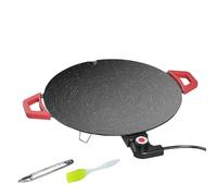 Parrilla eléctrica de cocina portátil antiadherente | Parrilla redonda para filete con cepillo de aceite y pinzas de barbacoa, para cocina, barbacoa, desayuno, cocina, carne, tortita, hamburguesa