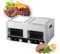 Parrilla eléctrica, horno portátil para encimera de interior, parrilla sin humo con temporizador de 10 minutos y ajuste de temperatura de 800 ℃ para cocinar filetes, pollo, carne de res, cerdo y