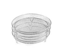 Parrilla For Freidora De Aire, Accesorios Universales De Acero Inoxidable For Freidora De Aire, 3 Rejillas Apilables For Deshidratador De Aire.(Round)