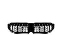 Parrilla Frontal Para BMW Para Serie 3 G20 G21 G28 2019-2022 Rejilla Delantera Racing Grill Parachoques Superior Capó Malla Con Tira Luz LED Lámpara Rejilla del radiador(Star Black-Silver)