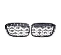 Parrilla Frontal Para X1 F48 F49 2016-2019 Parrillas Delanteras De Carreras Estilo Doble Línea Carbono Superiores Diamantes Cromados Parrilla De Coche(Diamond-Chrome Black)