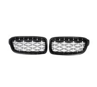 Parrilla frontal Parrilla Delantera Estilo Diamante Plateado Brillante De Doble Línea Para Serie 3 F30 F31 F35 2012-19 320i 325i 328i Rejilla De Radiador(Diamond-Chrome Black)