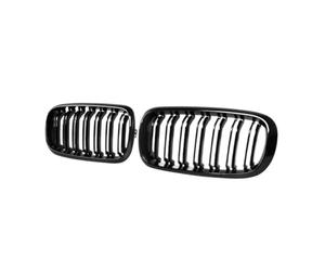 Parrilla Frontal Rejillas De Riñón Delantero Para X5 F15 X6 F16 2015-2019 Reemplazo De Parrillas Parachoques Capó De Doble Listón Negro Brillante