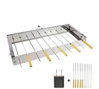 Parrilla giratoria automática de acero inoxidable con 10 pegatinas para pinchos, ancho ajustable para una experiencia perfecta de barbacoa
