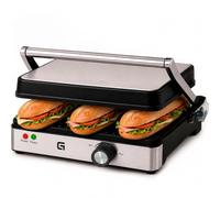 Parrilla grill eléctrica Grunkel 1000-2000W forma parilla barbacoa dos dimensiones, Antiadherente con Apertura 180° (2000W Grande)