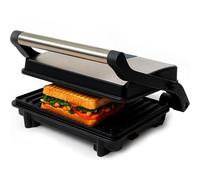 Parrilla grill eléctrica Grunkel 1000-2000W forma parilla barbacoa dos dimensiones, Antiadherente con Apertura 180° (1000W Normal)