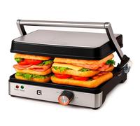 Parrilla grill eléctrica Grunkel 1000-2000W forma parilla barbacoa dos dimensiones, Antiadherente con Apertura 180° (2000W Grande)