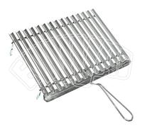 Parrilla inoxidable de 50 x 35 cm con patas de pistas para recoger grasa, parrilla, barbacoa, asado