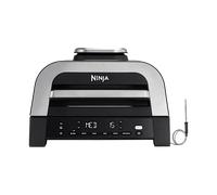 Ninja MAX 6 en 1 Freidora de aire y parrilla de interior, 6 funciones de cocción sin humo, cocina hasta 6 hamburguesas, capacidad de 3,8 l, incluye termómetro digital para carne, gris/plata, DG551EU