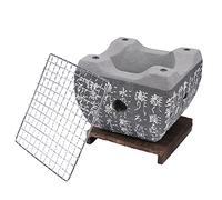 Parrilla japonesa para barbacoa de mesa, parrilla de carbón de cerámica con rejilla de malla de metal y base para picnic, jardín, patio, camping, cocina al aire libre