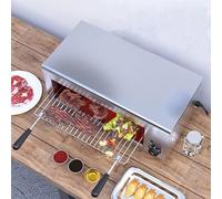 Parrilla para barbacoa de interior, 2000 W y 30 L con 4 estantes de altura ajustable, termostato de 50-300 °C, sin humo, acero inoxidable, perfecta para comidas familiares