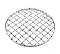 Parrilla para barbacoa, red de acero inoxidable para barbacoa, red de cocción para acampar al aire libre, picnics, senderismo, mochileros y aventuras de conducción autónoma (redonda)