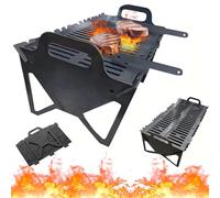 Parrilla para fogata de campamento, pequeñas parrillas plegables portátiles de carbón, fogata resistente para cocinar al aire libre, hoguera, patio, patio trasero (40 x 22 x 12 cm)