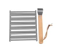 Parrilla para Perritos Calientes con Mango de Madera Herramientas | Rodillo Asador para Salchichas BBQ para Jardín Picnic Camping Barbacoa Exterior Cocina
