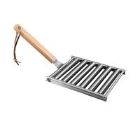 Parrilla para Perritos Calientes con Mango de Madera Herramientas | Rodillo Asador para Salchichas BBQ para Jardín Picnic Camping Barbacoa Exterior Cocina