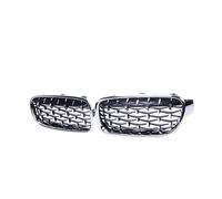 Parrilla Parachoques Delantero Parrillas Carreras Diamante Estilo Meteorito Para Serie 3 F30 F35 F31 2012-2018 Un Par Rejillas Riñón Cromadas(Plata)