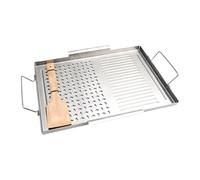 Parrilla plana de acero inoxidable, herramientas de cocina con asas, utensilios de barbacoa, resistente ideal para cocinas de interior, al aire libre, 16,93 x 11,5 x 0,79 pulgadas
