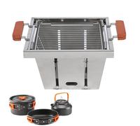 Parrilla Plegable | 4-Alturas Ajustable Parrilla de Carbón,Hornillo de Cocina Resistente al Calor | para Exteriores Acampada Picnic Barbacoa Patio Jardín Trasero Balcón Playa Senderismo