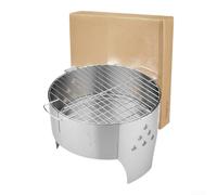 Parrilla portátil de acero inoxidable para fogata, estufa redonda de 15.7 pulgadas para leña y carbón, fuego plegable ligero con funda de transporte para camping, picnic, jardín,