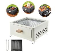 Parrilla portátil de carbón para barbacoa, ahumador compacto con cajón extraíble para cocinar al aire libre, perfecta para camping, picnics y reuniones en la playa
