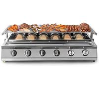 Parrilla portátil de gas para barbacoa, diseño de 6 quemadores, gran superficie de cocción antiadherente, ideal para cocinar al aire libre, camping, jardín y patio