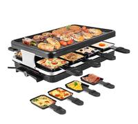 Parrilla Raclette, Parrilla Eléctrica Interior para Barbacoa de Cocina para 4 Personas, 8 Mini Sartenes Antiadherentes, Ideal para Fiestas y Diversión Familiar Barbacoa y Fiesta