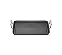 Le Creuset Parrilla lisa rectangular forjado antiadherente, sin surcos, para todas las fuentes de calor, incluso la inducción, aluminio, Antracita/Plateado, 35 x 25 cm, 52103350010101