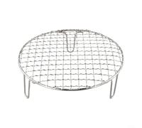 Parrilla redonda de acero inoxidable, red de malla portátil para barbacoa de camping con patas de soporte, estante de parrilla al aire libre para senderismo (20 cm)