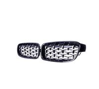 Parrilla Rejilla Radiador Para Serie 3 Para F30 Para F35 Para F31 2012-2018 1 Par Rejillas Riñón Cromadas Estilo Meteorito Diamante Parrillas Carreras(Black and Silver)