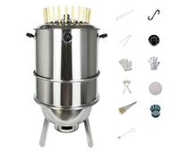 Parrilla Vertical de Carbón con Termómetro Barbacoa de Acero Inoxidable con Diversos Accesorios Calentamiento Uniforme de 360° Desmontable for Barbacoa, Pavo, Ganso, Cordero(B)