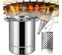 Parrilla vertical de malla de acero inoxidable con pinchos y cesta rodante, perfecta para cocinar al aire libre, camping, fiestas de barbacoa y portón trasero