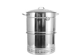 Parrilla vertical portátil para barbacoa con bandeja de drenaje de aceite, diseño de acero inoxidable para acampar al aire libre, portón trasero y cocinas en el patio trasero