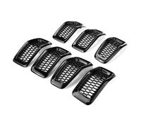 Parrillas delanteras de carreras de malla ABS cromadas/brillantes para Jeep Cherokee 2014-2018, rejilla exterior de carreras HONEYCOMB.(Glossy Black)