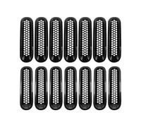 Parrillas delanteras Para Jeep Para Wrangler JK JKU 2007-2015 7 Piezas Insertos Malla Rejilla Delantera Coche Con Clip Accesorios Exteriores